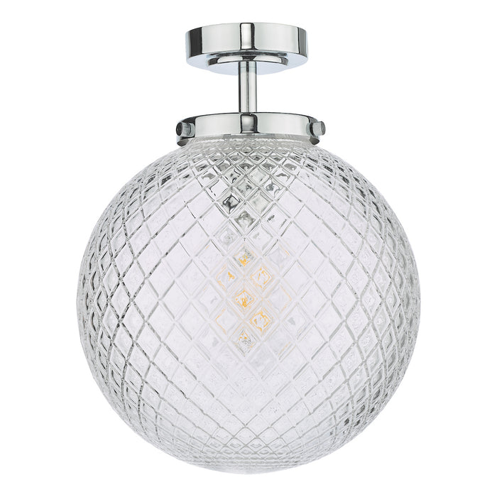 Wayne Bathroom Flush Polished Chrome Glass IP44<br>Polished Chrome