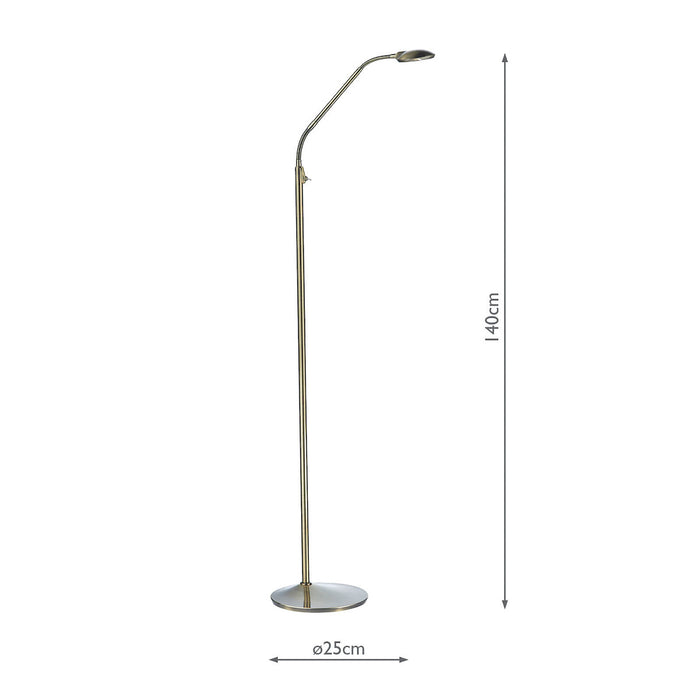 Wellington Task Floor Lamp Antique Brass LED<br>Antique Brass