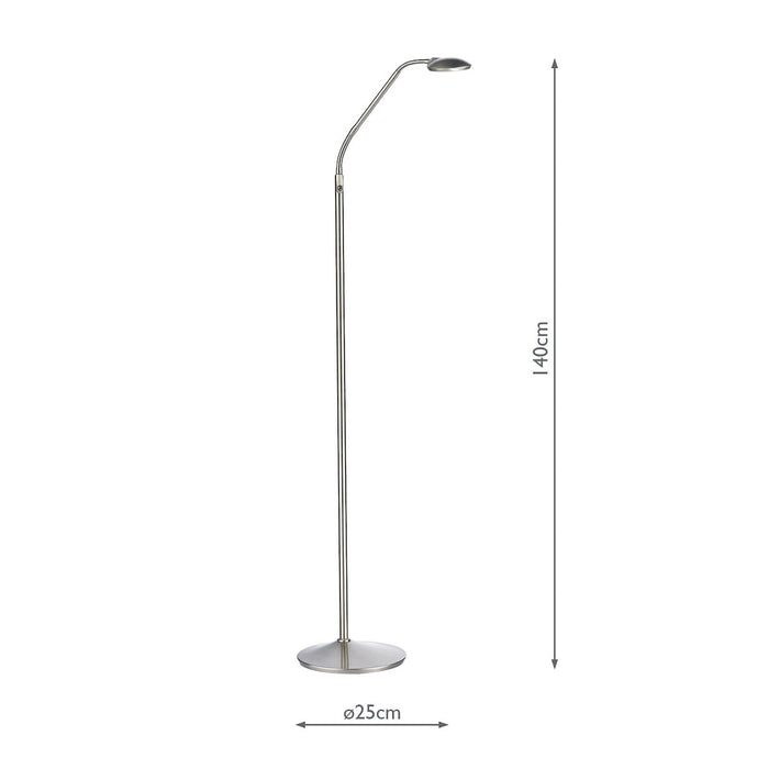 Wellington Task Floor Lamp Satin Chrome LED<br>Satin Chrome
