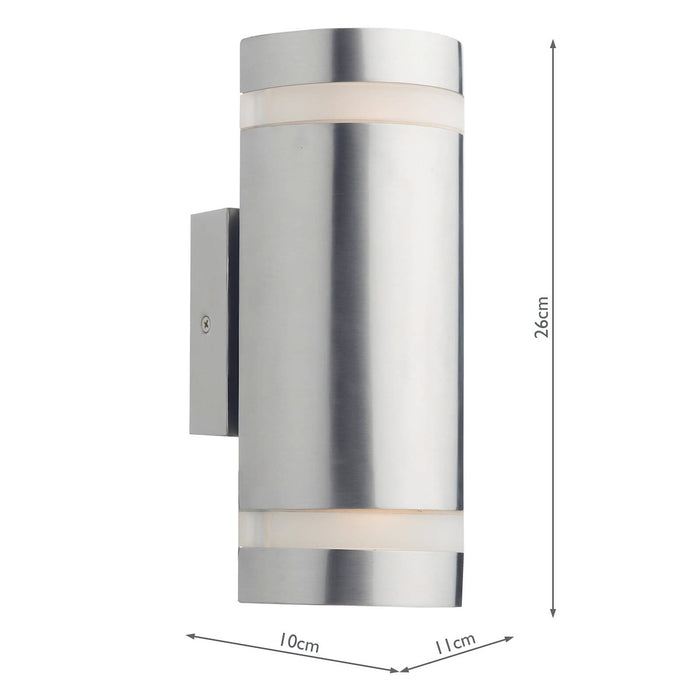 Wessex Outdoor 2 Light Wall Light Stainless Steel LED IP44<br>Polished Stainless Steel