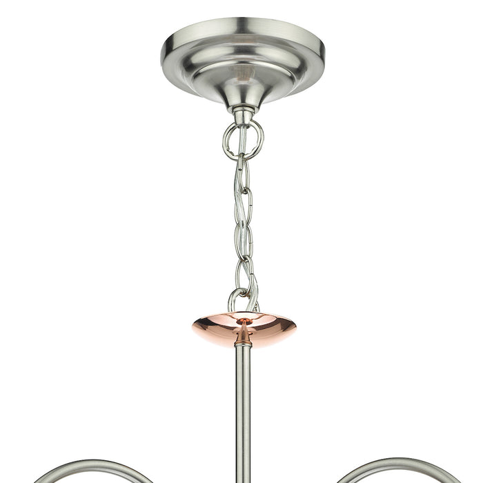 Wharfdale 3 Light Pendant Satin Chrome & Copper Textured Glass<br>Satin Chrome