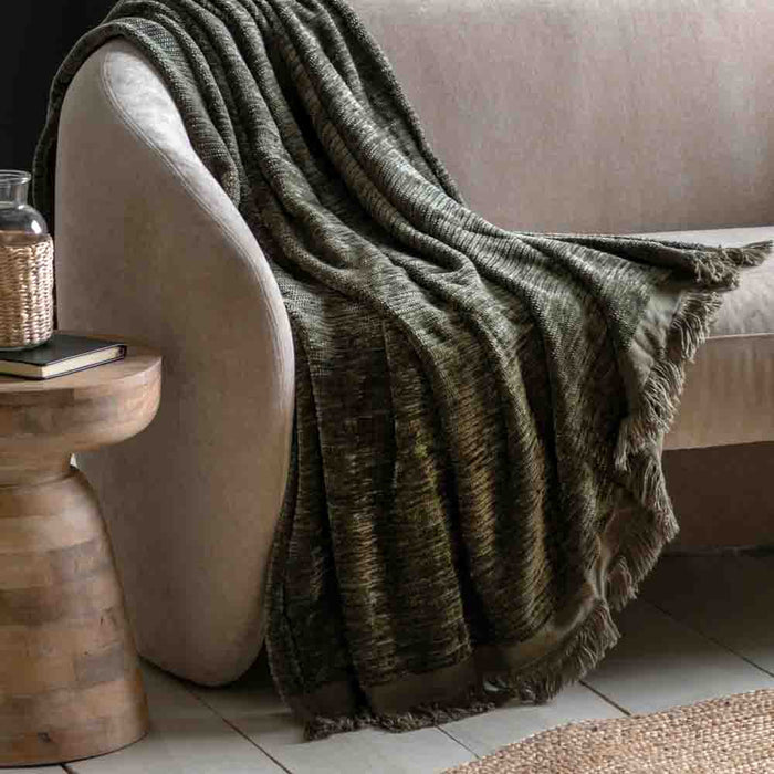 Willow Chenille Throw Khaki