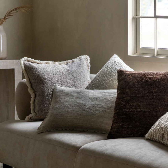 Woodleigh Fringe Cushion Stone - Feather Filled