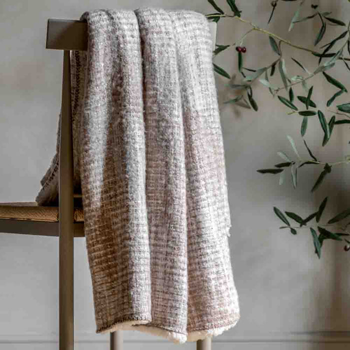 Woven Faux Mohair Sherpa Throw Natural