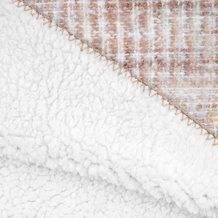 Woven Faux Mohair Sherpa Throw Natural