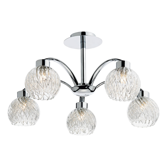 Yasmin 5 Light Semi Flush Polished Chrome<br>Polished Chrome