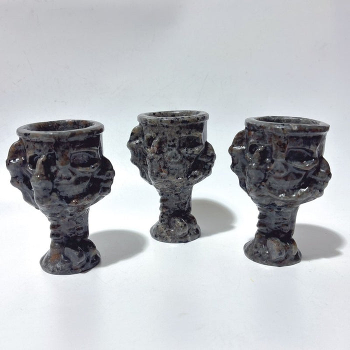 Yooperlite Stone Devil's Palm Skull Wineglass Wholesale -Wholesale Crystals