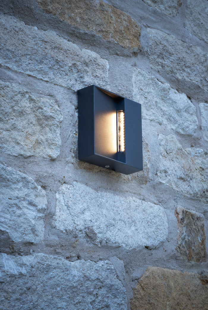 Yukon Outdoor Wall Light Square Eyelid Anthracite IP65 LED<br>Matt Grey
