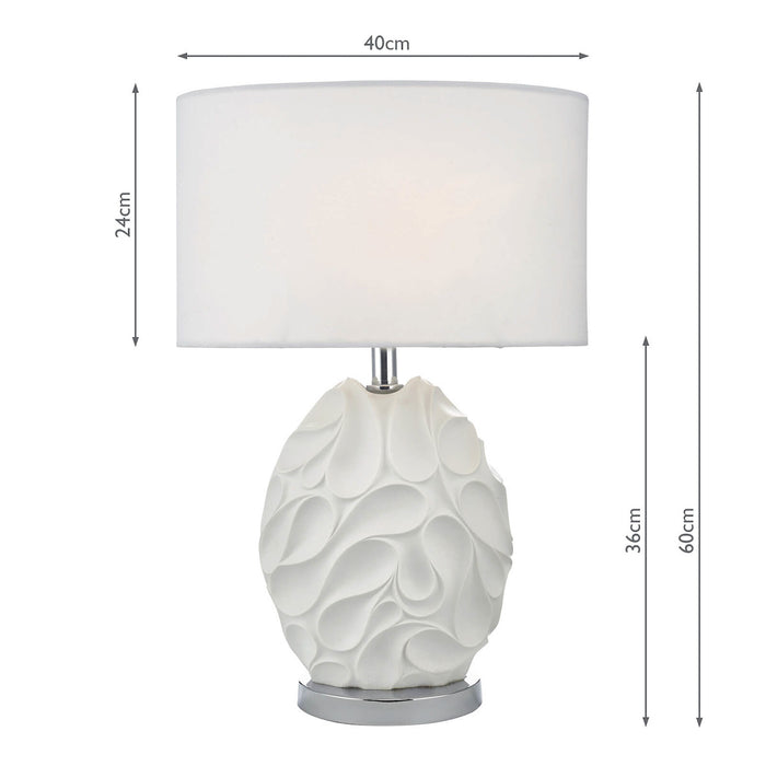 Zachary Oval Table Lamp White With Shade <br>Matt White