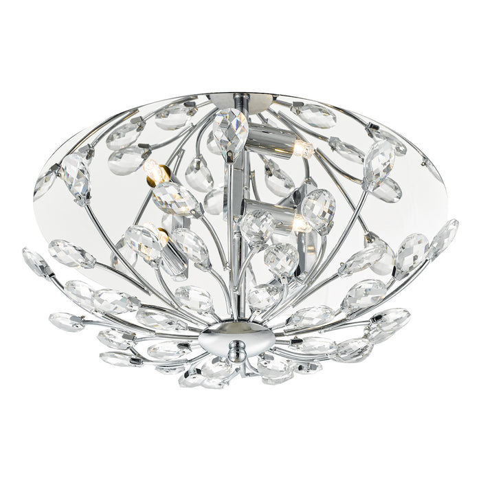 Zafir 3 Light Flush Polished Chrome Crystal<br>Polished Chrome