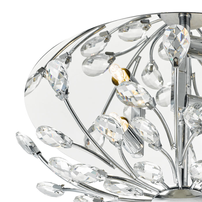 Zafir 3 Light Flush Polished Chrome Crystal<br>Polished Chrome