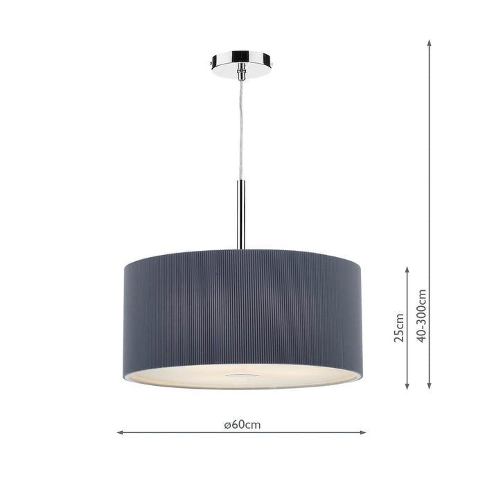 Zaragoza 3 Light Pendant 60cm Grey<br>Grey