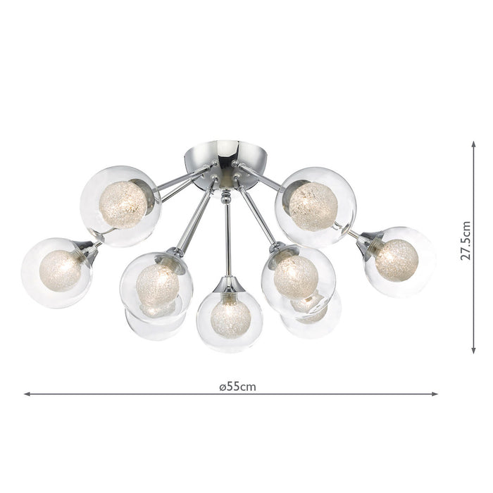 Zeke 9 Light Semi Flush Polished Chrome<br>Polished Chrome