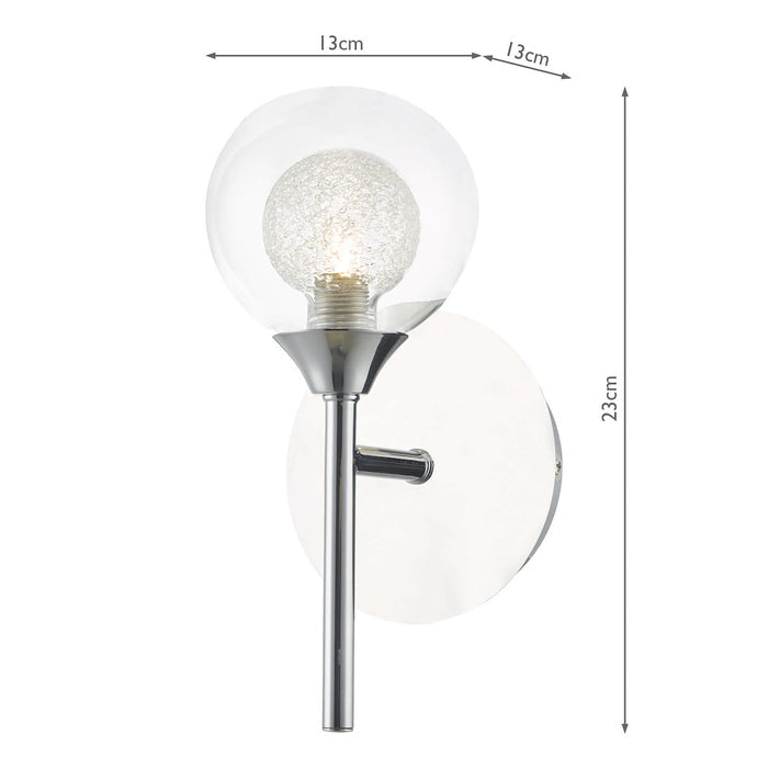 Zeke Wall Light Polished Chrome Glass<br>Polished Chrome